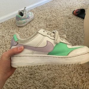 custom teal and purple Air Force 1’s. Size 8.5 womens.